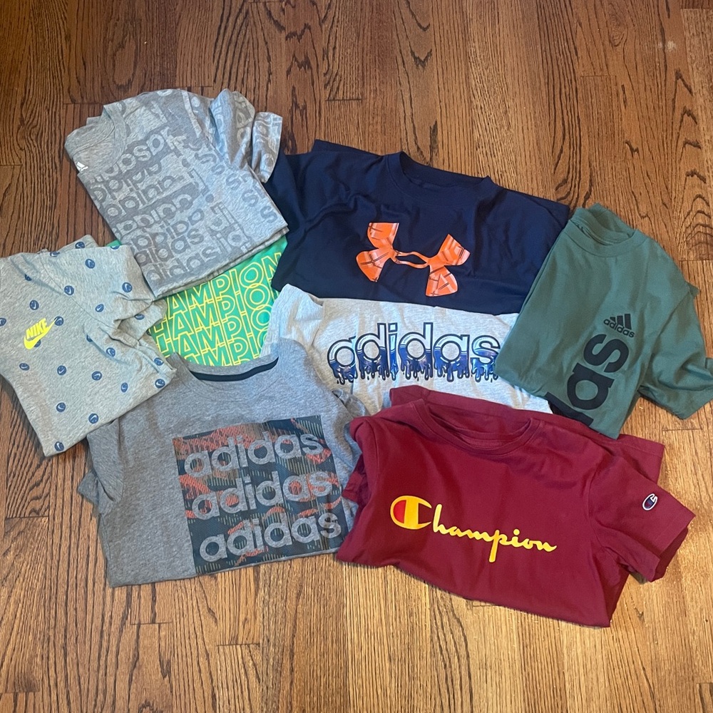 Lot of boys Adidas, Nike, Under Armour, and Champion T-Shirt Bundle